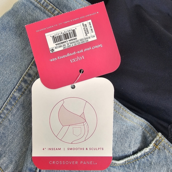 Ingrid & Isabel Crossover Panel Maternity Denim Blue Jean Shorts Size 33 - Picture 5 of 9